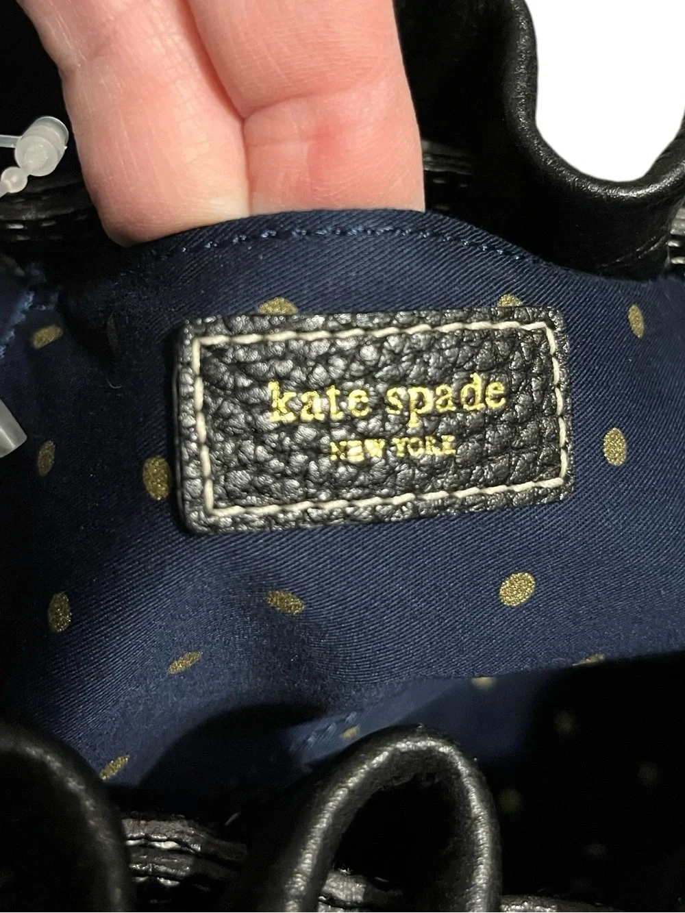 Kate Spade Vintage Slouchy Drawstring Shoulder Satchel with Polka Dot Interior